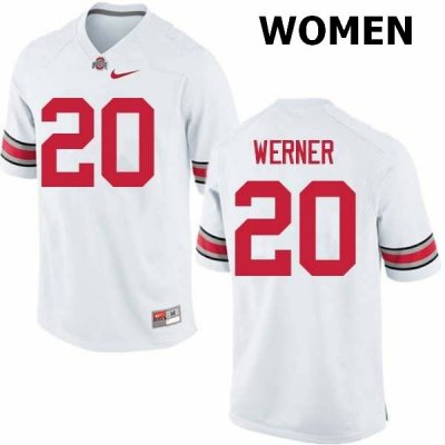 NCAA Ohio State Buckeyes Women's #20 Pete Werner White Nike Football College Jersey VML5645YI